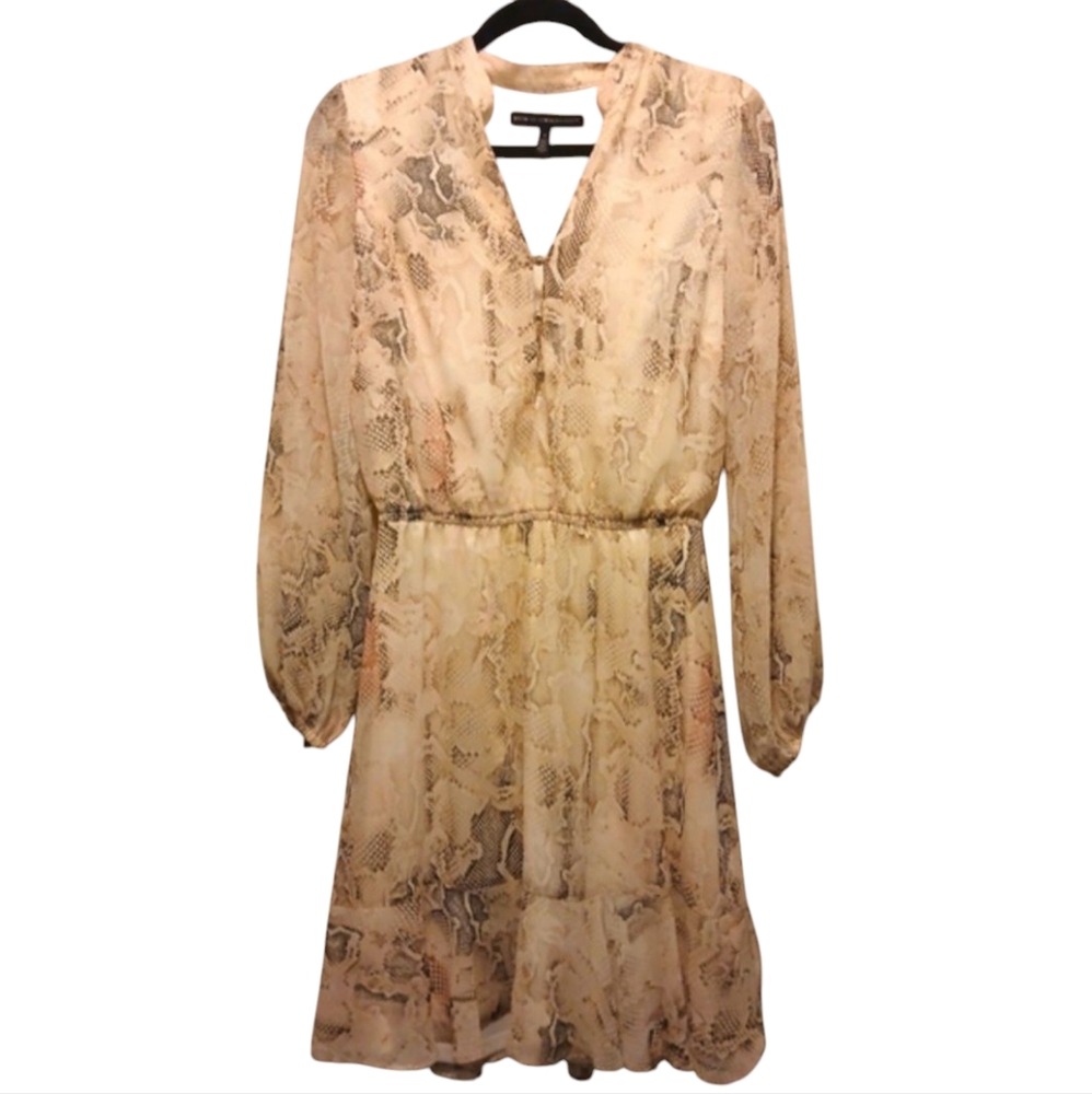 White House Black Market Pink Cream Neutral Snakeskin Boho Dress-4